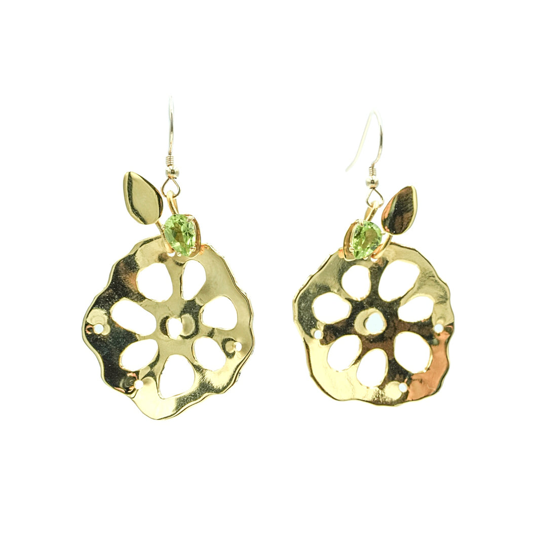 Lotus Root Peridot Earrings