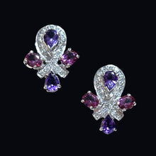 Load image into Gallery viewer, Purple &amp; Pink Sapphire Studs