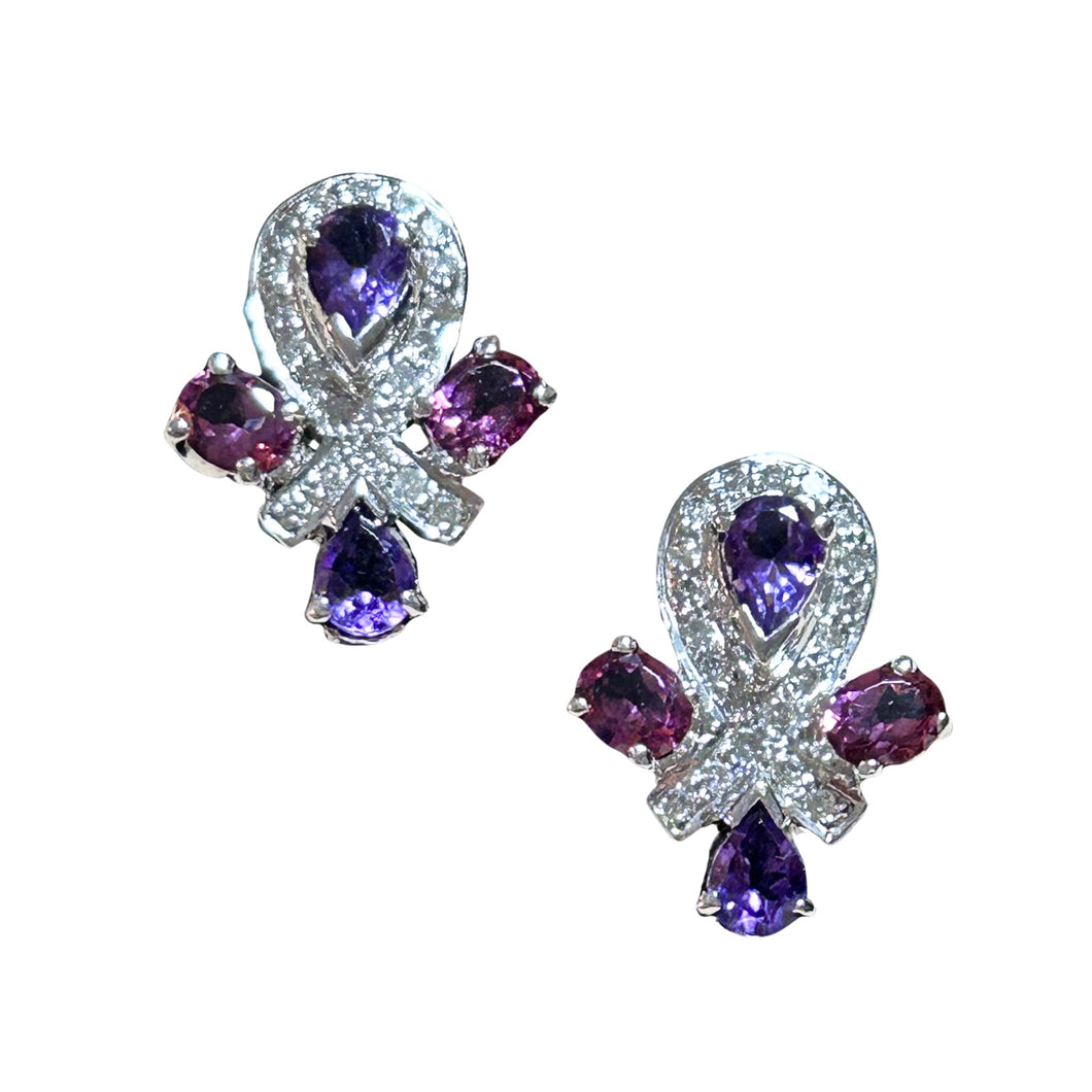 Purple & Pink Sapphire Studs