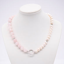 Load image into Gallery viewer, Divided- Pearl and rose quartz necklace