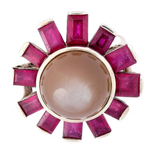 Load image into Gallery viewer, Chocolate Moonstone with Ruby Statement Ring