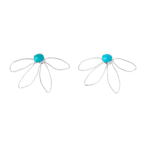 Turquoise Floral Silver Earrings