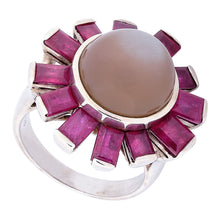 Load image into Gallery viewer, Chocolate Moonstone with Ruby Statement Ring