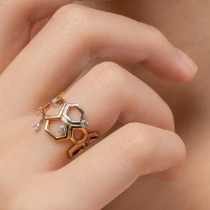 Honeycomb 3-Tone Ring