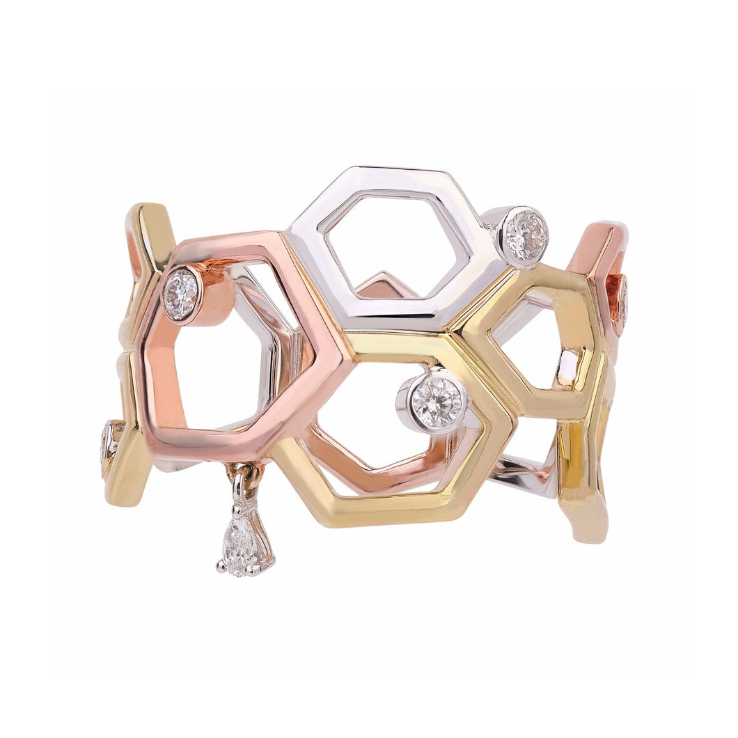 Honeycomb 3-Tone Ring