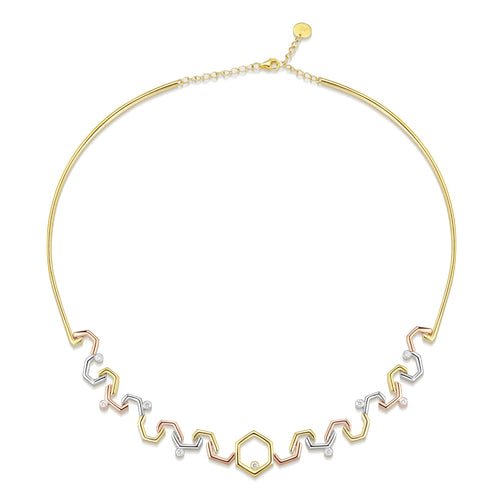 HoneyComb 3 Tone Collar Bone Necklace