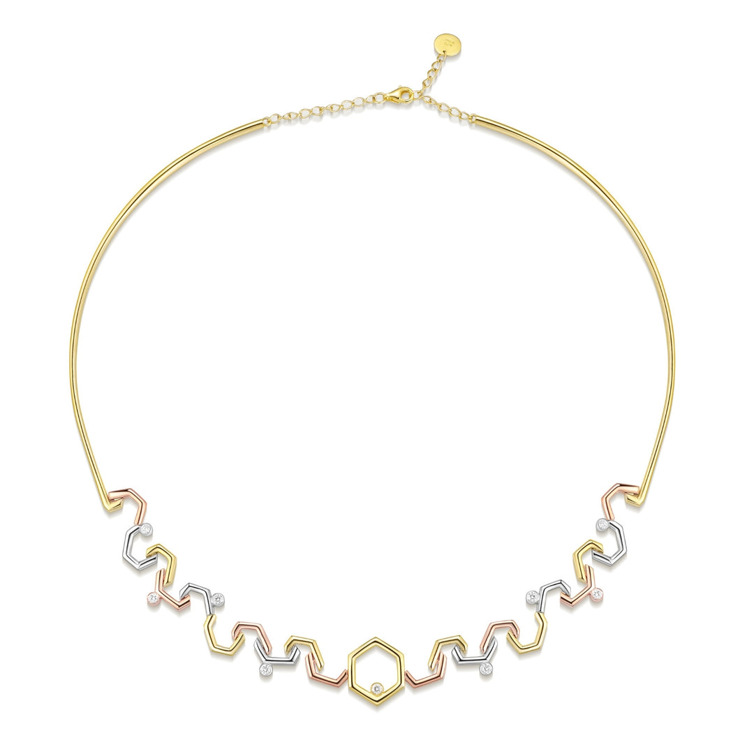 HoneyComb 3 Tone Collar Bone Necklace