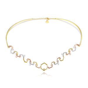 HoneyComb 3 Tone Collar Bone Necklace